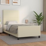 vidaXL Cadru de pat cu tăblie, crem, 80x200 cm, piele ecologică