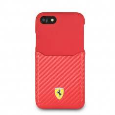 Husa Ferrari din piele Eco pentru iPhone SE 2 2020, On Track Collection, Rosu foto