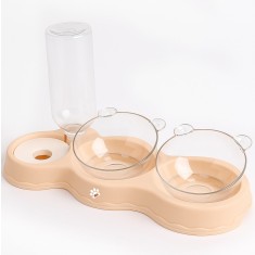 Bol ortopedic dublu pentru pisici cu reumplere automata a apei, Linomag&reg;, 500ml, 37x24x15 cm, Somon