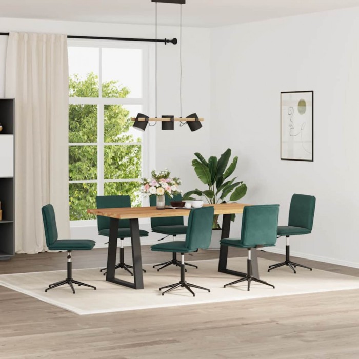 vidaXL Scaune de bucătărie, 6 buc., verde &icirc;nchis, catifea 3315699