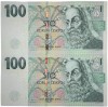 CEHIA 2x100 Korun 2018 Consecutive UNC [2] P-25 Y Bancnote Cehia NeCirculate Numismatica Europa