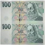 CEHIA 2 x 100 KORUN / COROANE CONSECUTIVE 2018 [2] P- 25 Y , UNC , necirculata