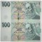 CEHIA 2 x 100 KORUN / COROANE CONSECUTIVE 2018 [2] P- 25 Y , UNC , necirculata