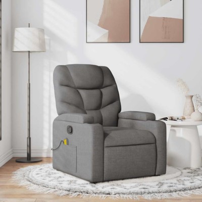 vidaXL Fotoliu de masaj rabatabil, gri &amp;icirc;nchis, material textil 372454 foto