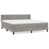 Cumpara ieftin Pat box spring cu saltea, gri deschis, 180x200 cm, catifea