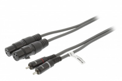 Cablu Stereo 2x XLR 3-Pini mama - 2x RCA tata 3m negru Sweex foto