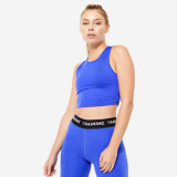 Maiou 120 Fitness Cardio Crop top Albastru Damă, Domyos