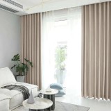 Set draperie din catifea blackout cu rejansa transparenta cu ate pentru galerie, Madison, 150x235 cm, densitate 700 g/ml, Beaver, 2 buc