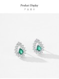 Cumpara ieftin Cercei din Argint 925 cu Cristal Verde Smarald in Forma de Lacrima (H2)
