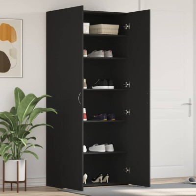 vidaXL Dulap pentru pantofi Negru 80 x 35.5 x 180 cm Lemn compozit foto