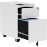 HOMCOM Dulap pentru Birou cu 2 Sertare, Deschidere Tip Plic și Bară pentru At&acirc;rnare, 30x50x53,5 cm, Alb | Aosom Romania
