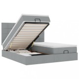Cumpara ieftin Cadru de pat otoman cu saltele Gri deschis 160x200cm Material