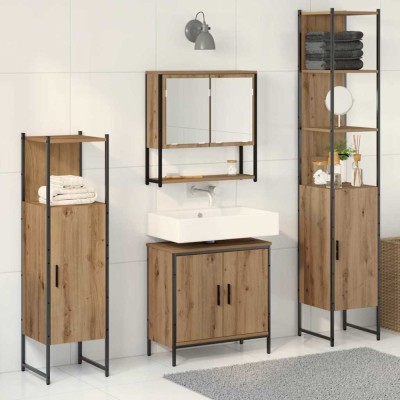 vidaXL Set de mobilier pentru baie 4 pcs Maro 33 x 33 x 185.5 cm 3334413 foto