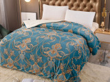 Patura CoCoLiNo cu blanita 200x230cm Jojo Home Turquoise-Bej model elegant