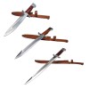Set 3 Cutite Vanatoare IdeallStore AK-47 Otel Argintiu + Husa Cadou, Camping, Cutit cu Teaca, Lama Inscriptionata