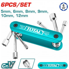 TOTAL - SET 6 BUC CHEI TUBULARE CU MANER, 5mm, 6mm, 8mm, 9mm, 10mm, 12mm PowerTool TopQuality