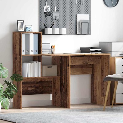 vidaXL Birou cu raft Lemn vechi 131.5 x 50 x 106.5 cm Lemn compozit 869304 foto
