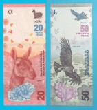 Argentina 20+50 Pesos 2017-18 UNC p#361+363
