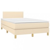 Cumpara ieftin Pat continental cu saltea, crem, 120x190 cm, textil