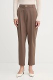 Gaudi pantaloni culoarea maro, fason tigareta, high waist, 521FD25011