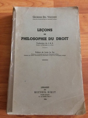 LECONS DE PHILOSOPHIE DU DROIT-GEORGES DEL VECCHIO foto