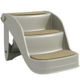 Scară pliabilă PawHut 3 trepte pentru c&acirc;ini mici, covorașe antiderapante, 49 x 38 x 38 cm &mdash; gri | Aosom Romania