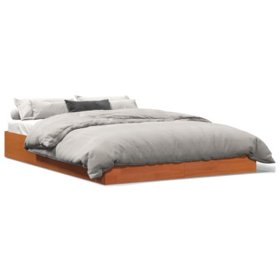 vidaXL Cadru de pat, maro ceruit, 135x190 cm, lemn masiv de pin foto
