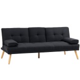 HOMCOM Canapea Extensibilă cu 3 Locuri, 2 Brațe Detașabile și Suport pentru Pahare, 181x77x78 cm, Gri antracit | Aosom Romania