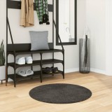 vidaXL Covor ISTAN, cu fire &icirc;nalte, aspect lucios, antracit, &Oslash; 80 cm