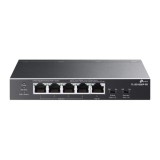 SWITCH PoE TP-LINK, 5 porturi Gigabit (1-Port PoE++ in si 4 PoE+ out), IEEE 802.3at/af, buget PoE 66W maxim, carcasa metalica &quot;TL-SG1005P-PD&quot; (timbru