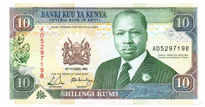 Kenya 10 Shilingi 1989 aUNC Seria AD5297198