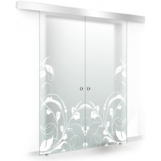 Usa culisanta Boss &reg; Duo model La Vie alb, 60+60x215 cm, sticla mata securizata, glisanta in ambele directii