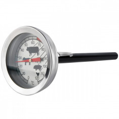 Termometru alimentar cu tija Iso Trade, Fara mercur, 0-120°C, 5.2x11cm, Inox, Gri