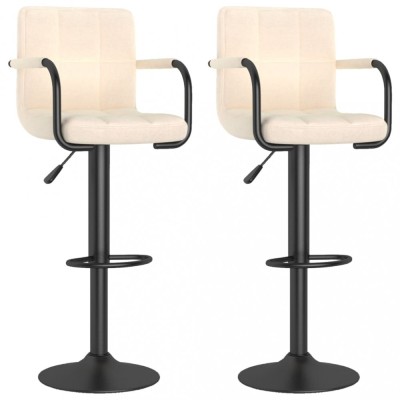 Scaune de bar, 2 buc., crem, material textil foto