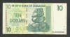 ZIMBABWE 10 DOLARI DOLLARS 2007 [29] P- 67 , F