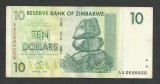 ZIMBABWE 10 DOLARI DOLLARS 2007 [29] P- 67 , F