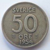 Suedia 50 &ouml;re 1954 argint, Europa