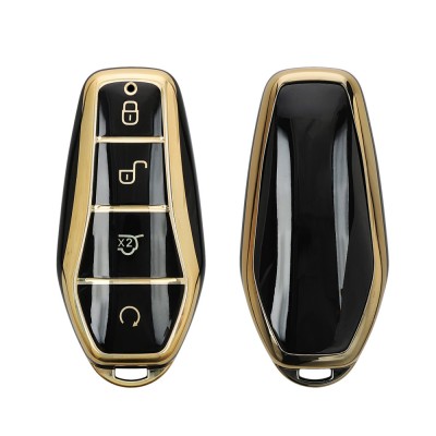 Husa Cheie Auto Kwmobile pentru BYD Atto 3/Dolphin/Seal, Negru/Auriu, Silicon, KWM000025JF001C foto