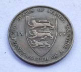 318. Moneda Jersey 1/24 Shillings (&quot;1/2 Penny&quot;) 1877 (Tiraj 336.000 buc), Europa