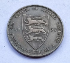 318. Moneda Jersey 1/24 Shillings (&quot;1/2 Penny&quot;) 1877 (Tiraj 336.000 buc)
