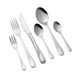 Set tacamuri pentru bucatarie din inox, design modern, 6 persoane, 36 piese, argintiu, Florina