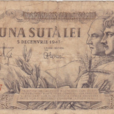 ROMANIA 100 LEI 5 DECEMBRIE 1947 aF FILGRAN BNR ORIZONTAL