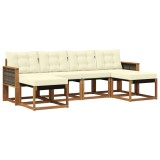 vidaXL Set de canapele de exterior cu pernă 6 pcs Natural și Crem 3382122