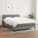 Cumpara ieftin Pat box spring cu saltea, gri &icirc;nchis, 140x190 cm, textil