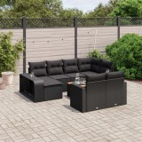 Cumpara ieftin Set canapele de grădină cu perne, 11 piese, negru, poliratan