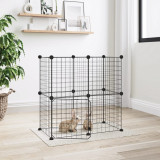 Gossi cusca animale de companie cu usa 12 panouri negru 35x35 cm otel