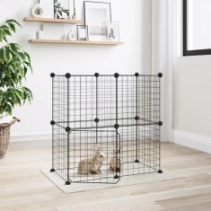 Gossi cusca animale de companie cu usa 12 panouri negru 35x35 cm otel