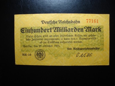 GERMANIA 100 MILIARDE MARCI 1923 VF/aXF foto