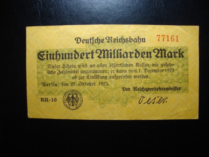 GERMANIA 100 MILIARDE MARCI 1923 VF/aXF