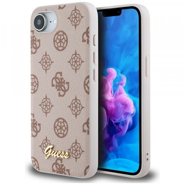 Husa MagSafe pentru Apple iPhone 16e, Guess, Peony Script, Maro
